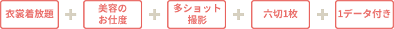 多ショット撮影＋衣裳着放題＋美容のお仕度＋CD-R付